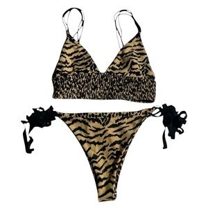 TOPSHOP Reversible Animal Print Bikini Set Size 6